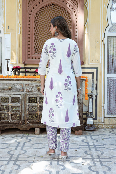 Purple Gulmohar Stripe Kurta Set