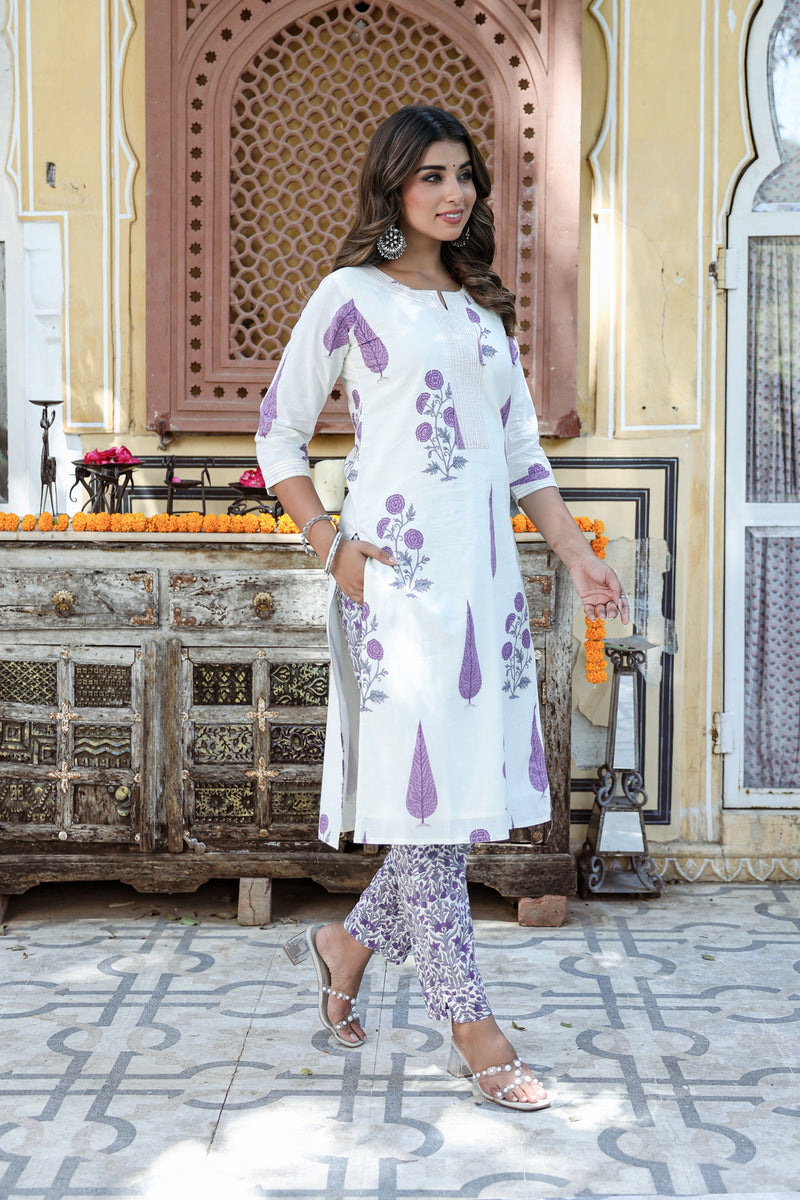 Purple Gulmohar Stripe Kurta Set