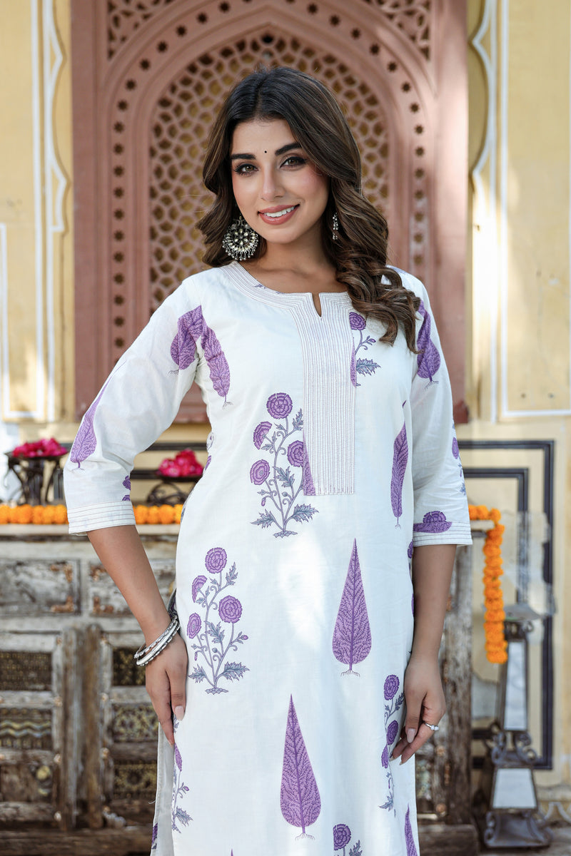Purple Gulmohar Stripe Kurta Set