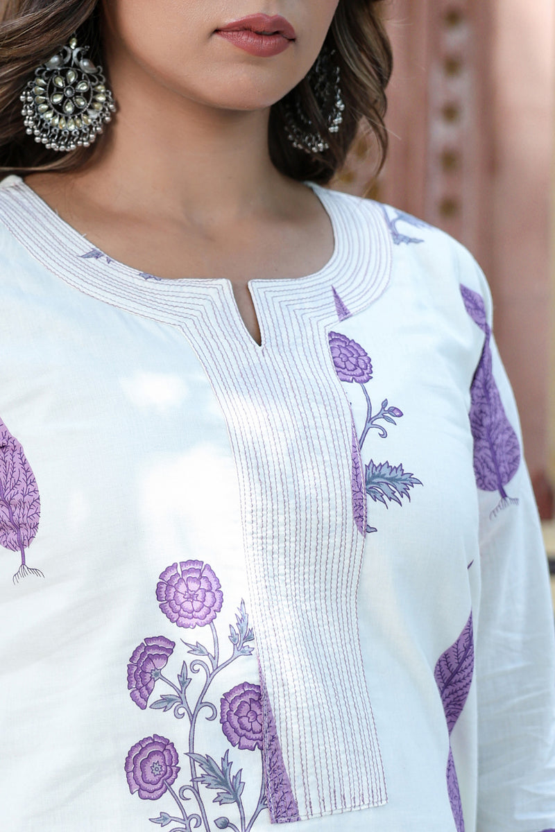 Purple Gulmohar Stripe Kurta Set