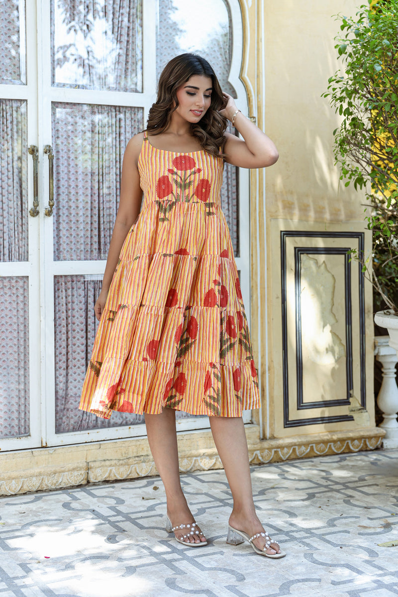 Yellow stripes Mughal dress
