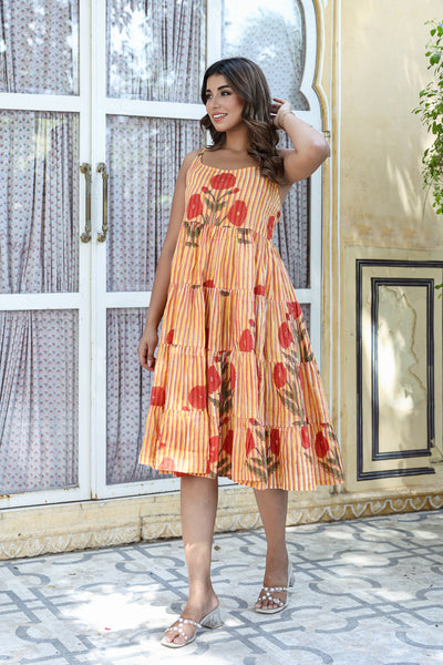 Yellow stripes Mughal dress