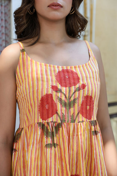 Yellow stripes Mughal dress