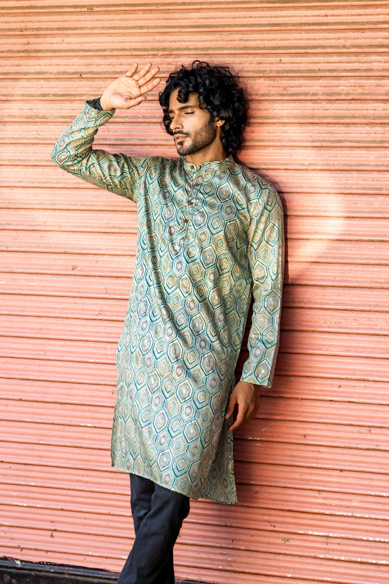 Multi Print Honey Comb Kurta