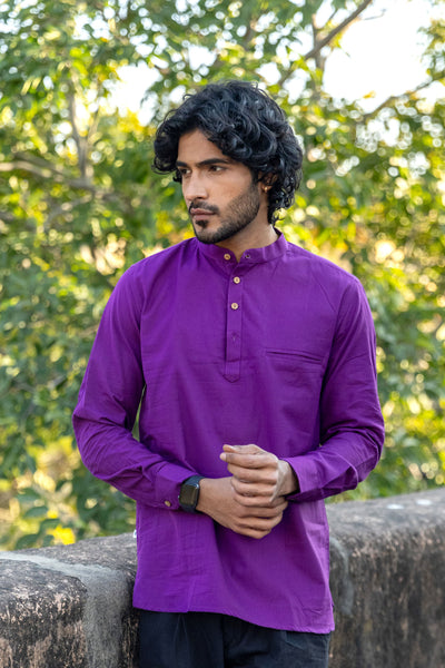 Purple Cotton Short Kurta