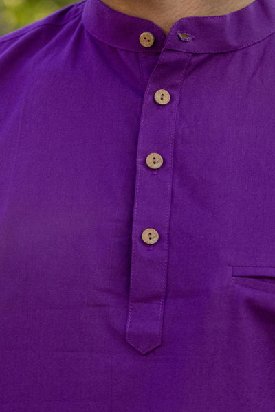 Purple Cotton Short Kurta