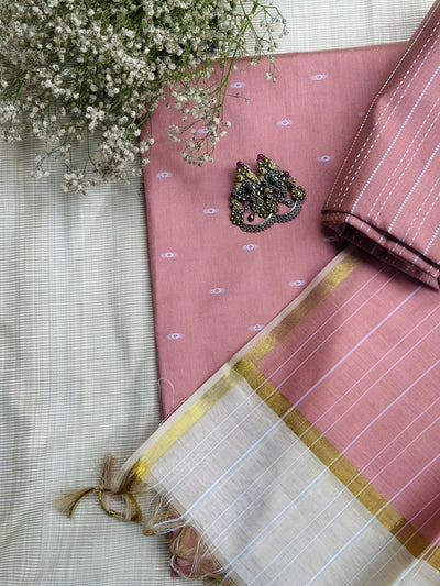 Meenakshi Rose Silk Suit - Unstitched
