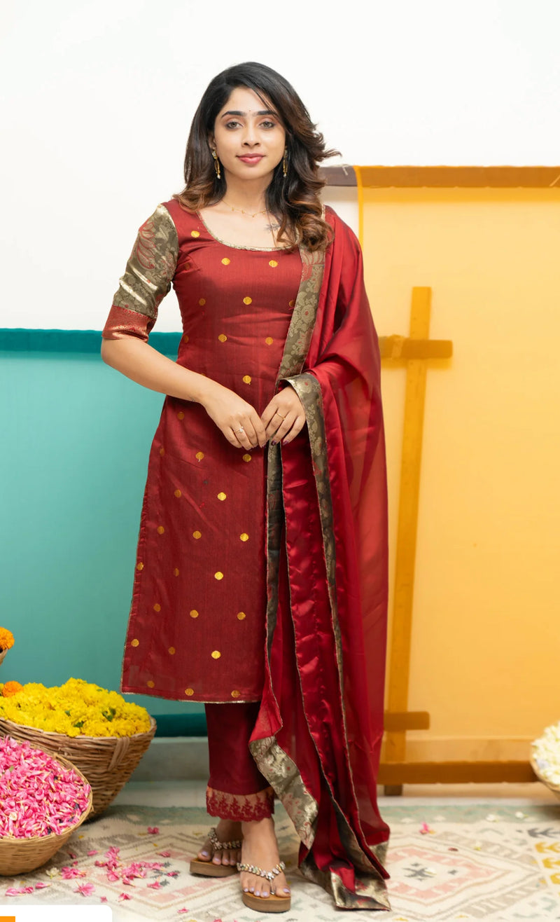 Nikitha Maroon Kurti Set