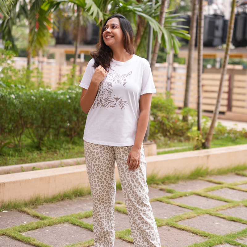 WILD BEIGE COTTON TEEJAMAS