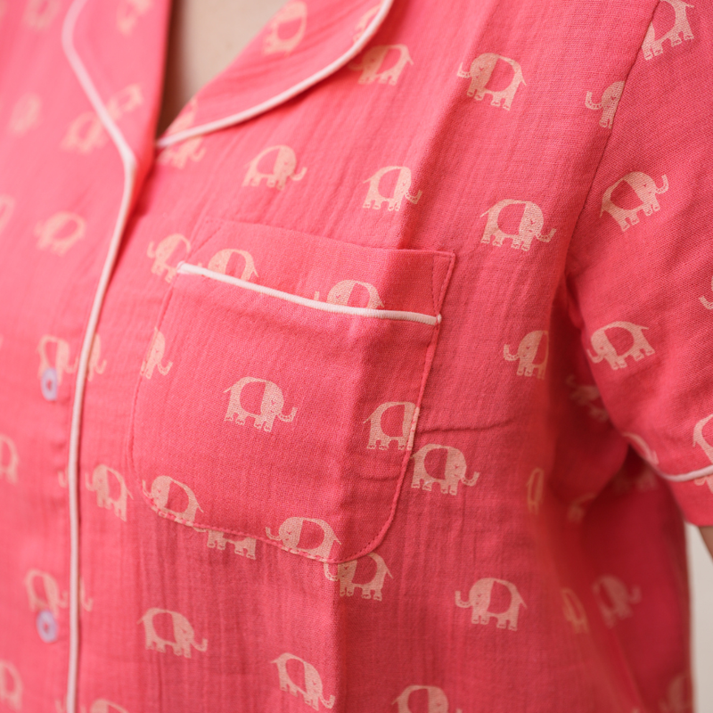 RED ELEPRINT MUSLIN PYJAMAS