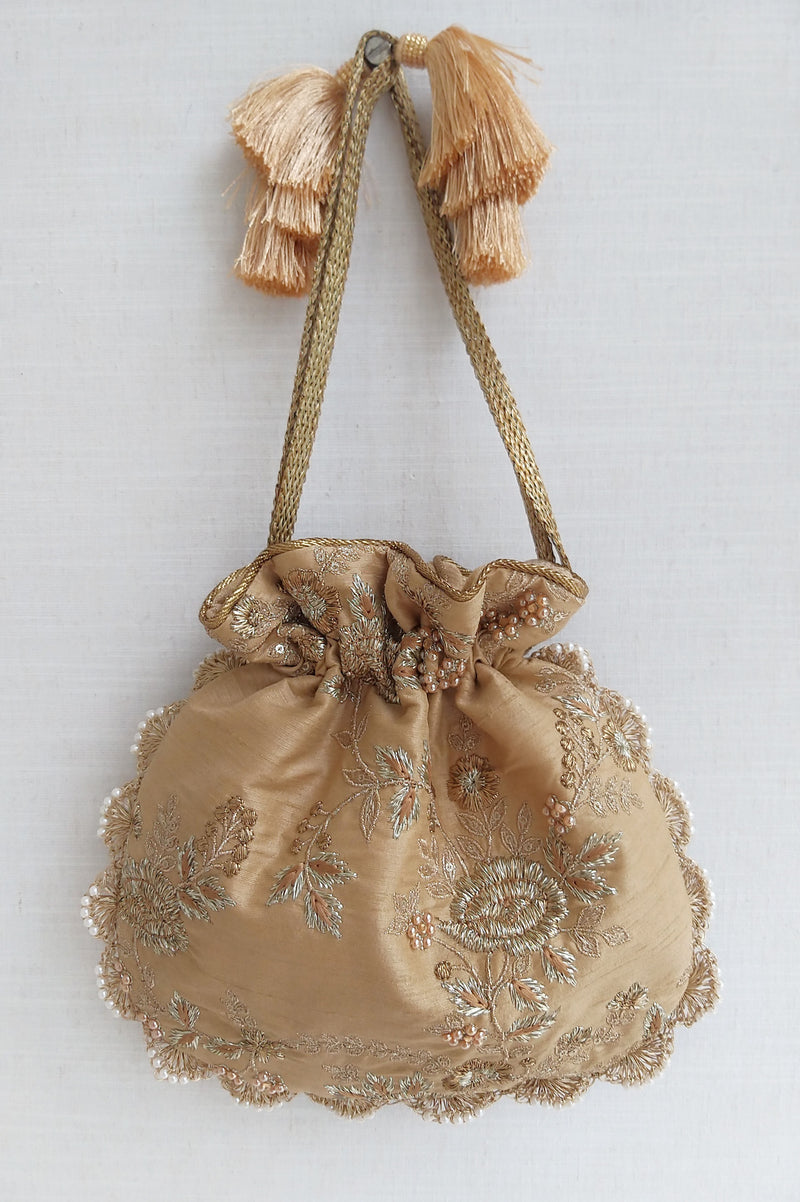 Gold Scallop Potli Bag