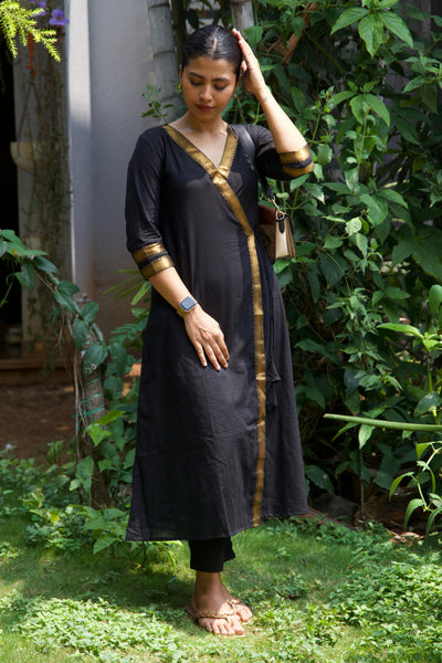 EXP - Sahana Black Mangalagiri Kurta Set