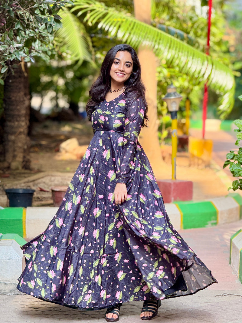 EXP - Mrunali Black Lotus Tussar Silk Anarkali