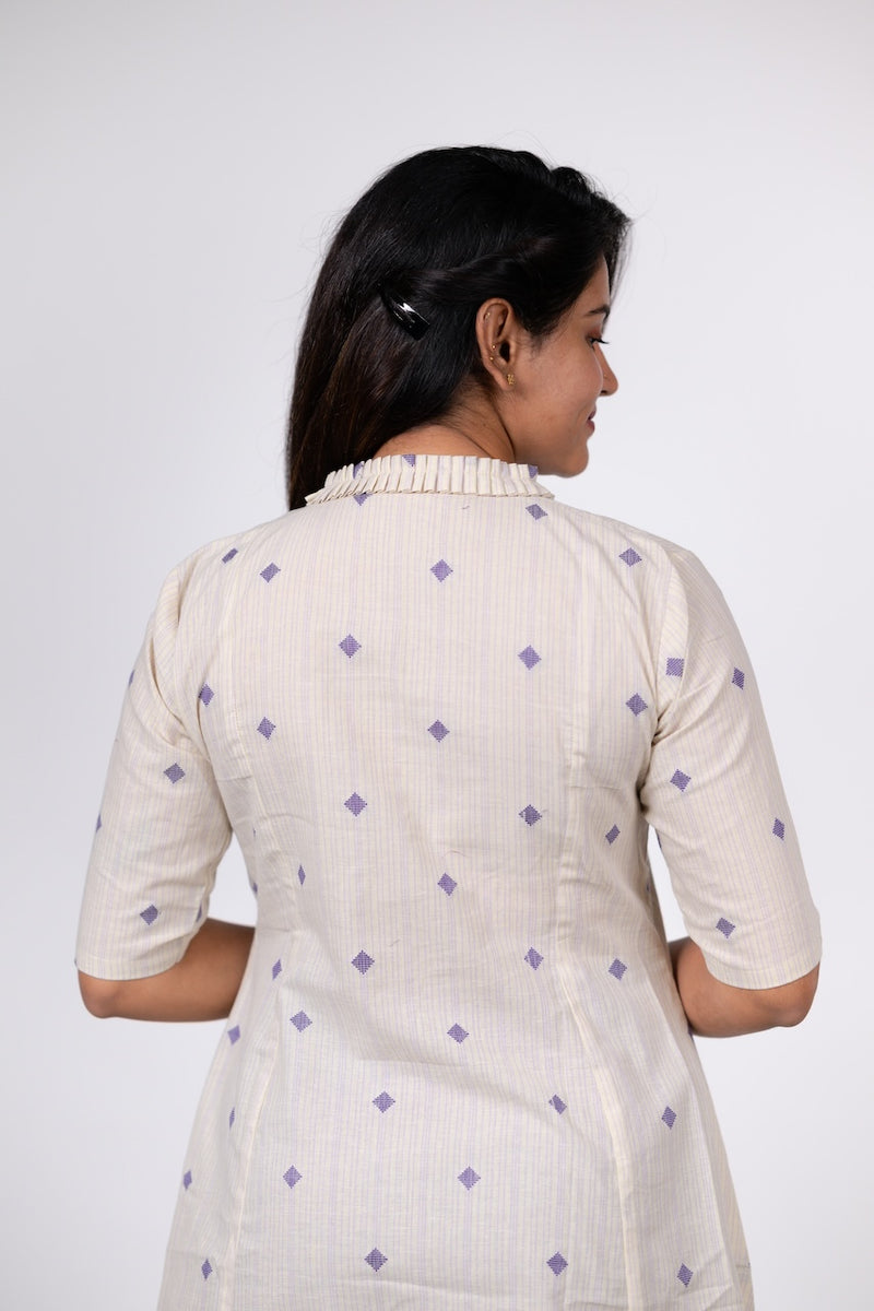 Ivory Lilac Handloom Kali Kurta