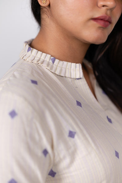 Ivory Lilac Handloom Kali Kurta