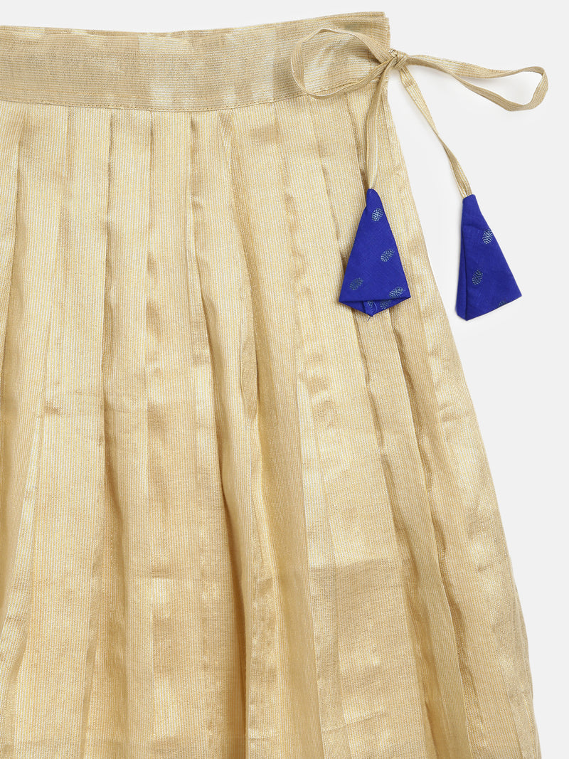 EXP - Blue Crop Top and Light Gold Skirt