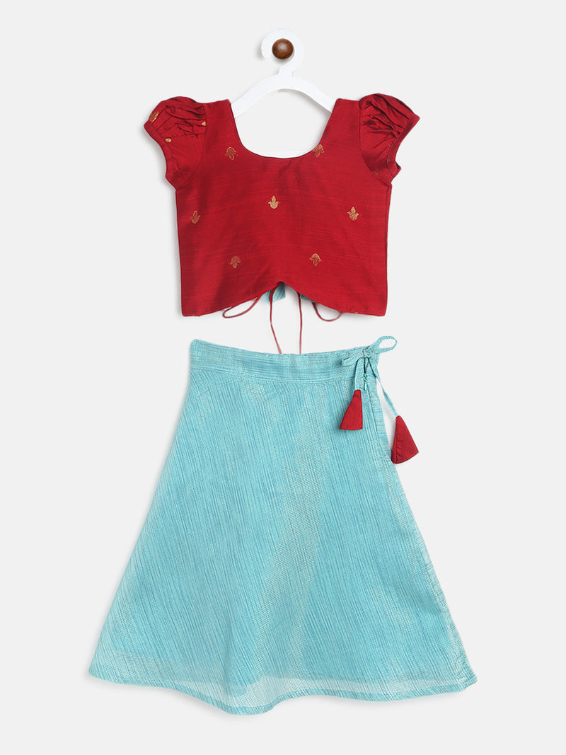 EXP - Red Crop Top and Blue Skirt