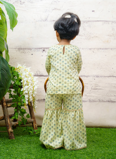 EXP - Printed Rayon Top and Sharara Pant - Green