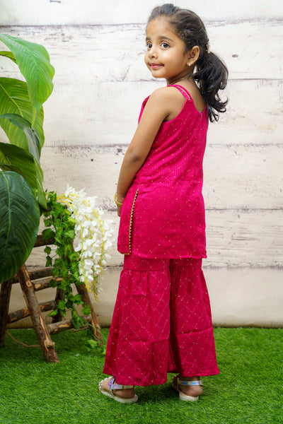 EXP - Pink Sequin embroidered top and sharara pant set