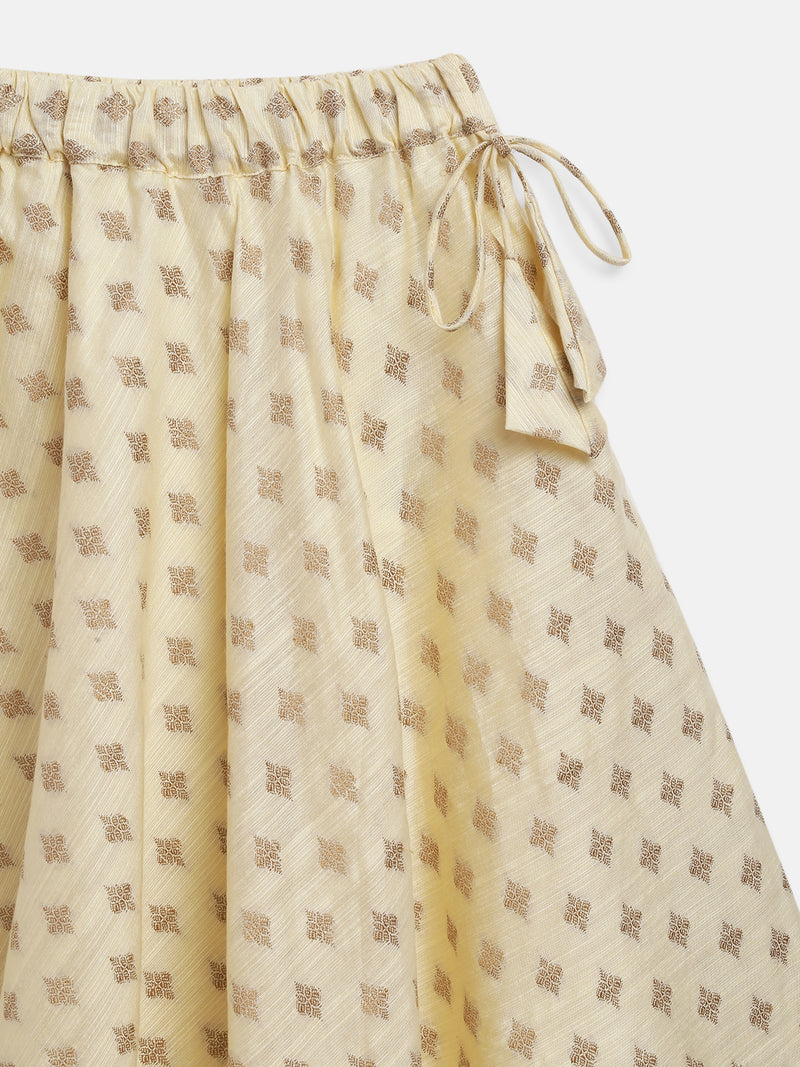 EXP - Ruffle layered crop top and benarasi skirt