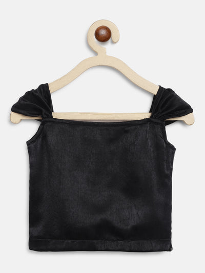 EXP - Black crop top and multicolour Organza skirt