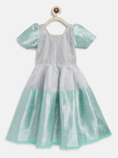 EXP - Silver Tissue dress with green border