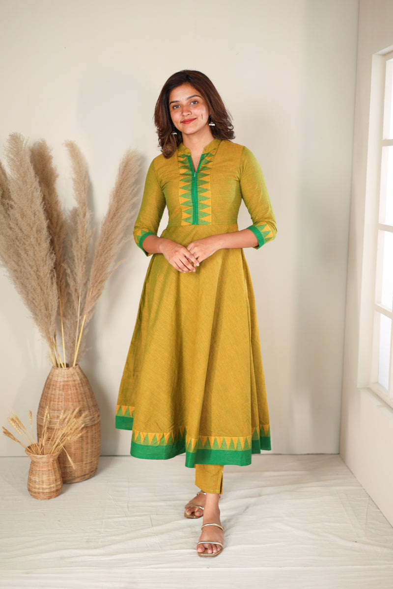 Raiza Mustard Brown & Green Co-ord Set