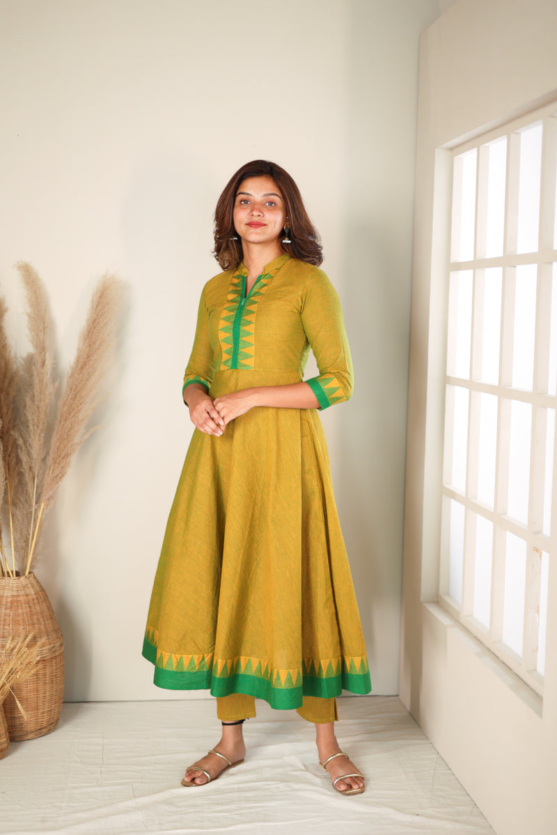 Raiza Mustard Brown & Green Co-ord Set