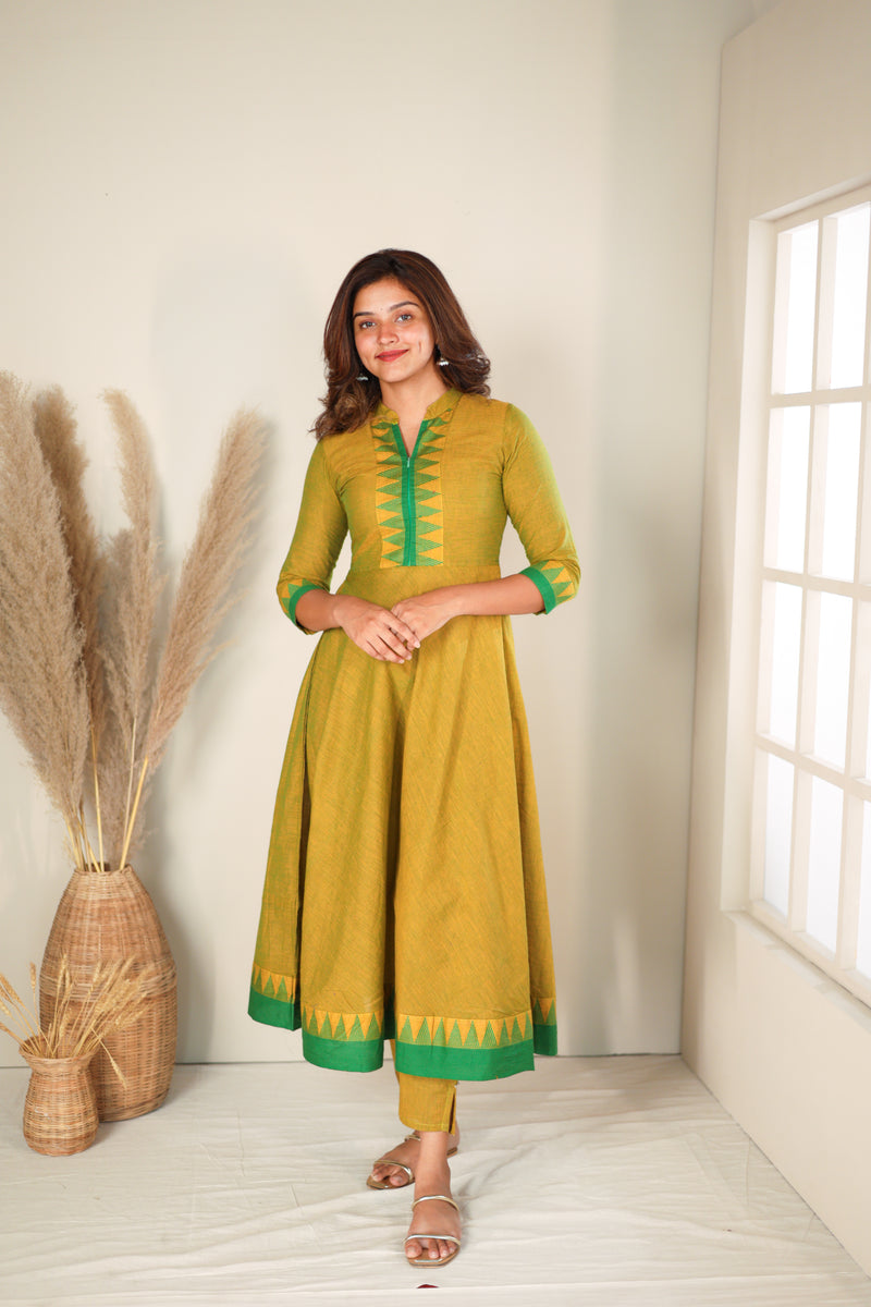 Raiza Mustard Brown & Green Co-ord Set