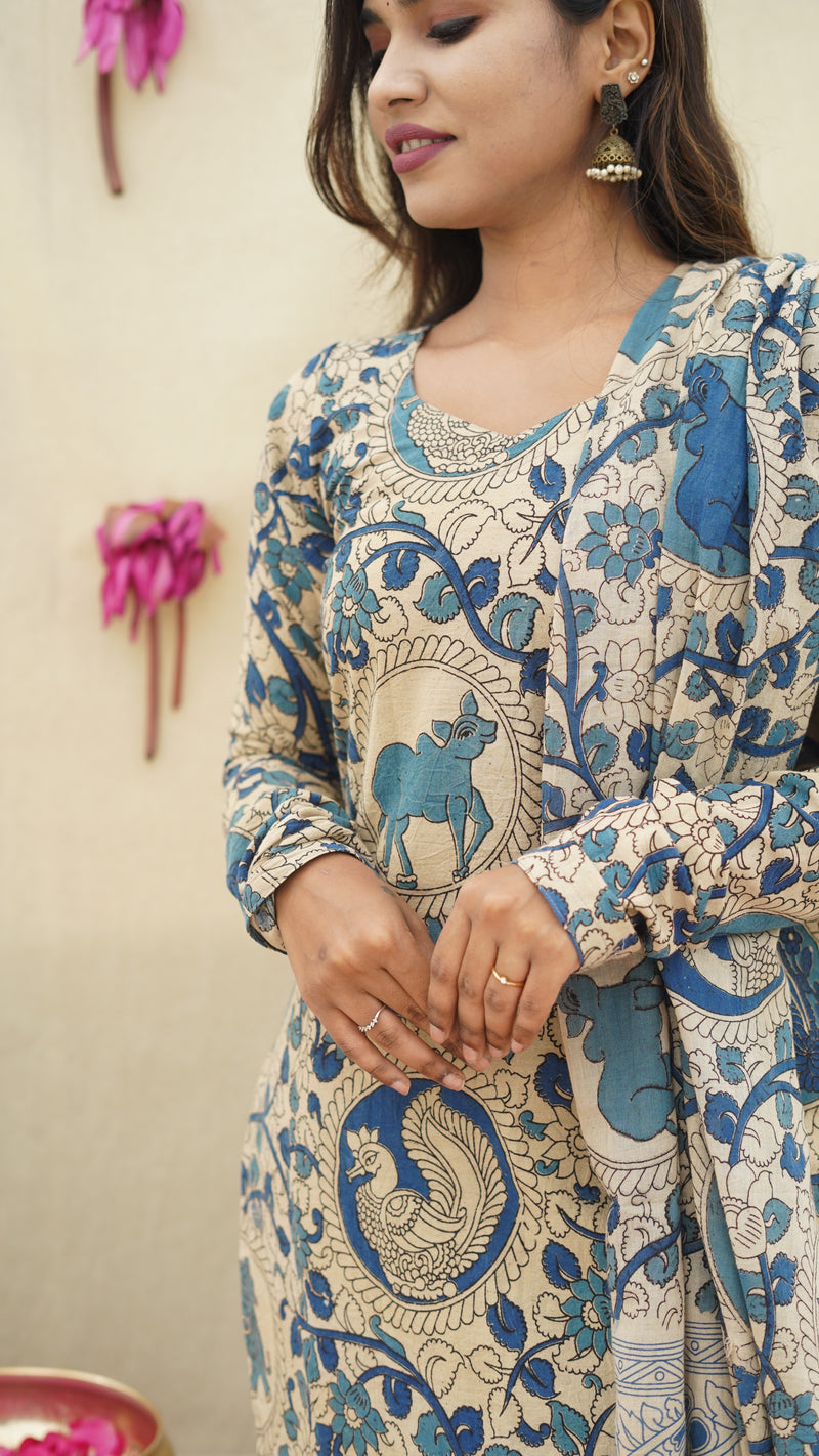 Thamarai - Kalamkari 3pc kurti set