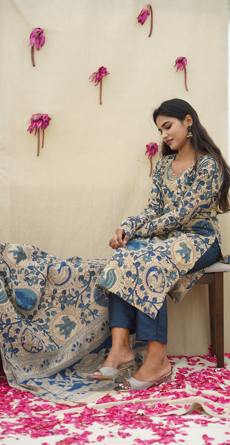 Thamarai - Kalamkari 3pc kurti set