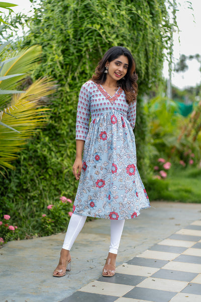 Senthamarai Powder Blue Kurti