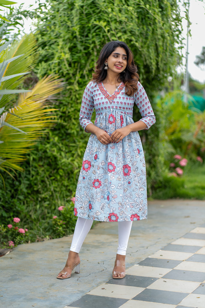 Senthamarai Powder Blue Kurti