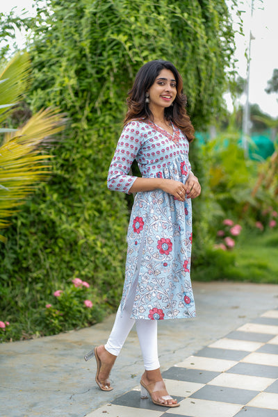 Senthamarai Powder Blue Kurti