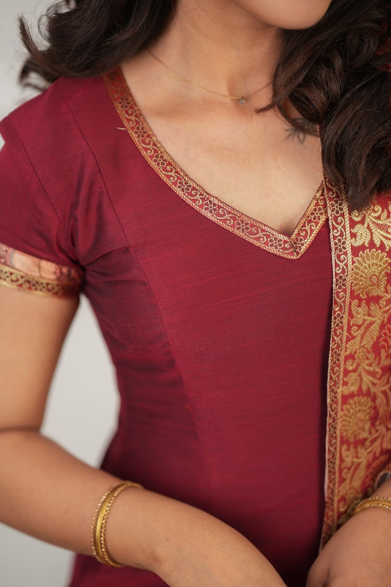 Indra Maroon Kurti Set