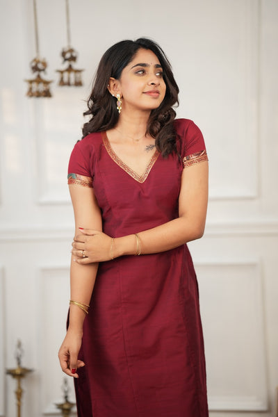 Indra Maroon Kurti Set