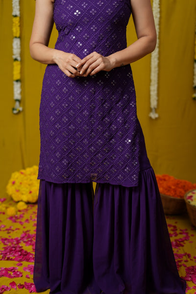 Isai Violet Kurti with Sharara Set