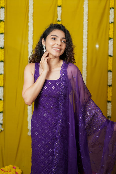 Isai Violet Kurti with Sharara Set
