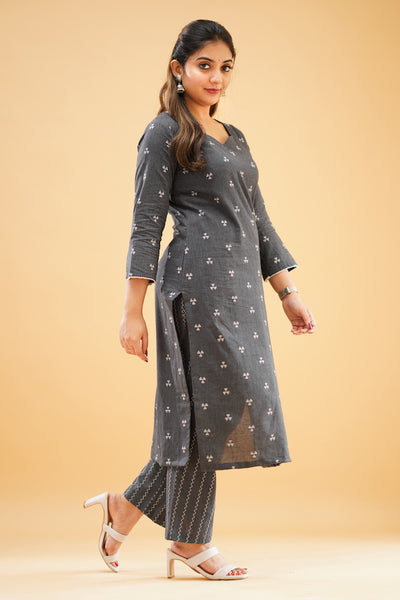 EXP - Dark Ash Handloom Cotton Co-ord Set