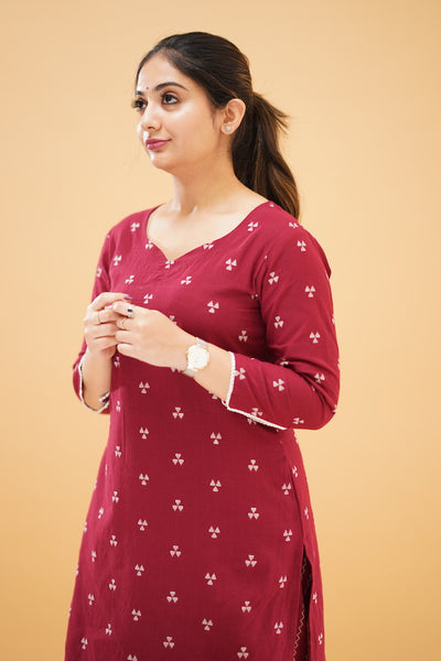 EXP - Maroon Handloom Cotton Co-ord Set