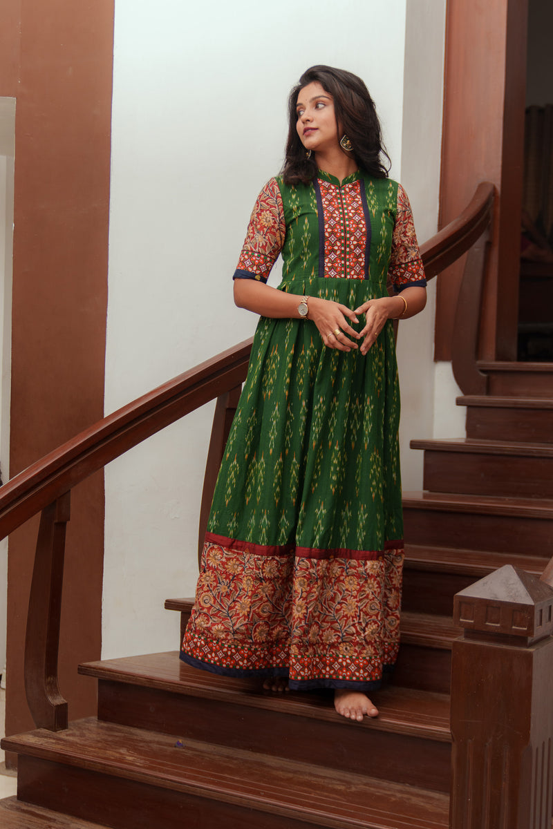 Swasti Green Ikat Dress