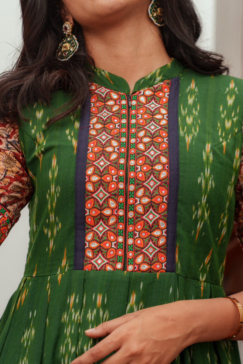 Swasti Green Ikat Dress