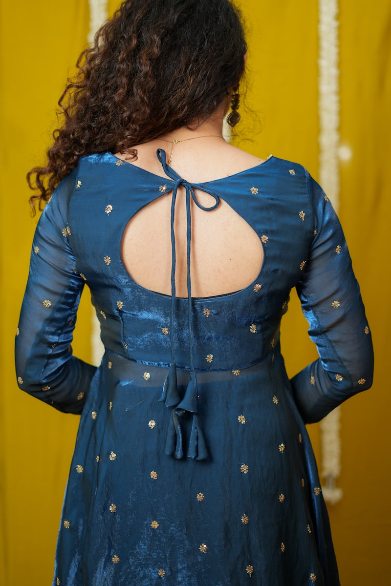 Pirainila Teal Anarkali Kurta Set