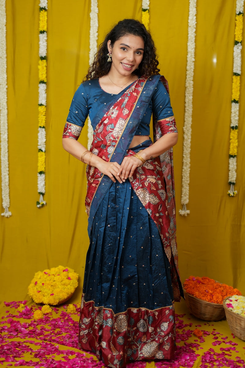 Manaswini Teal Lehenga Set