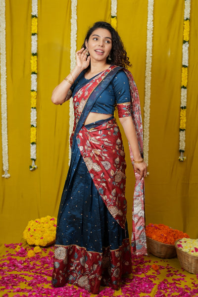 Manaswini Teal Lehenga Set