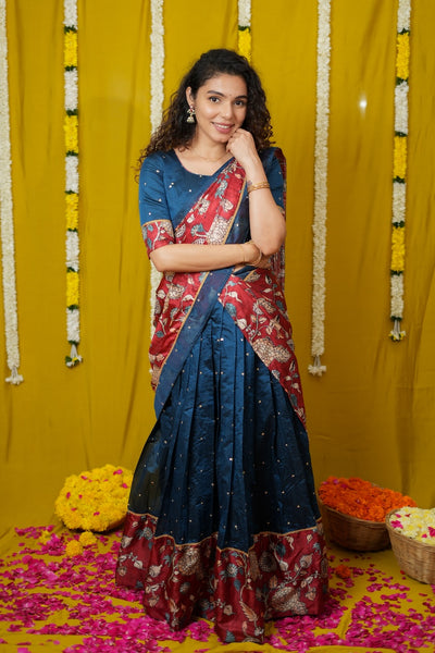 Manaswini Teal Lehenga Set