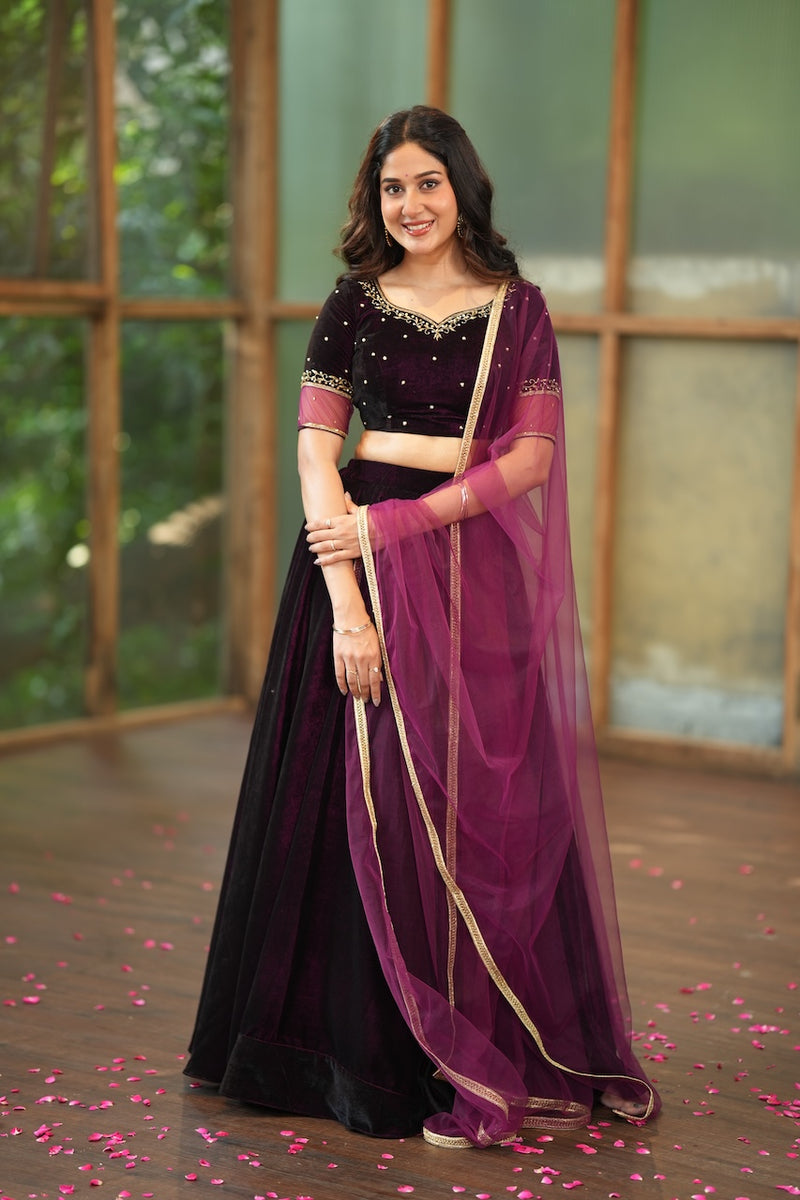 AALYA Velvet Lehenga