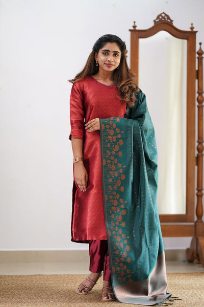 EXP - Saara set - Maroonish Red and Dark Teal (XS Available)