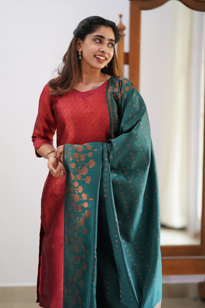 EXP - Saara set - Maroonish Red and Dark Teal (XS Available)