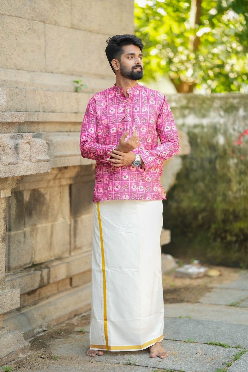 Arsh - Pink Ikat Motif